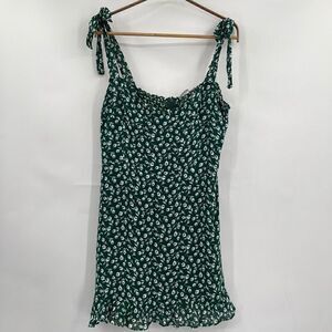 Reformation Green White Sleeveless Floral Print Christine Mini Dress Size 12